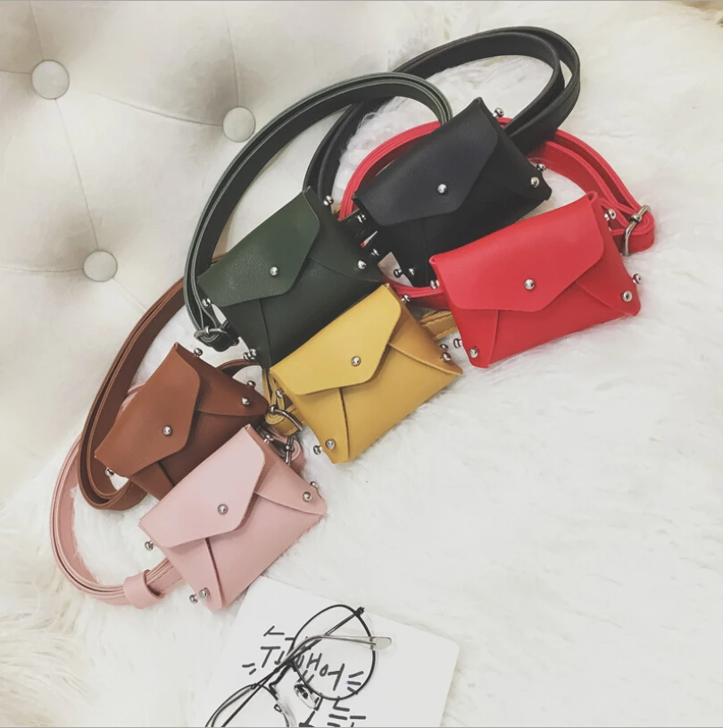

Children's Bag Mini Square Bag Rivet Fashion Pouch Kids Girl Cute Waist Packs Korean Shoulder Messenger Bag