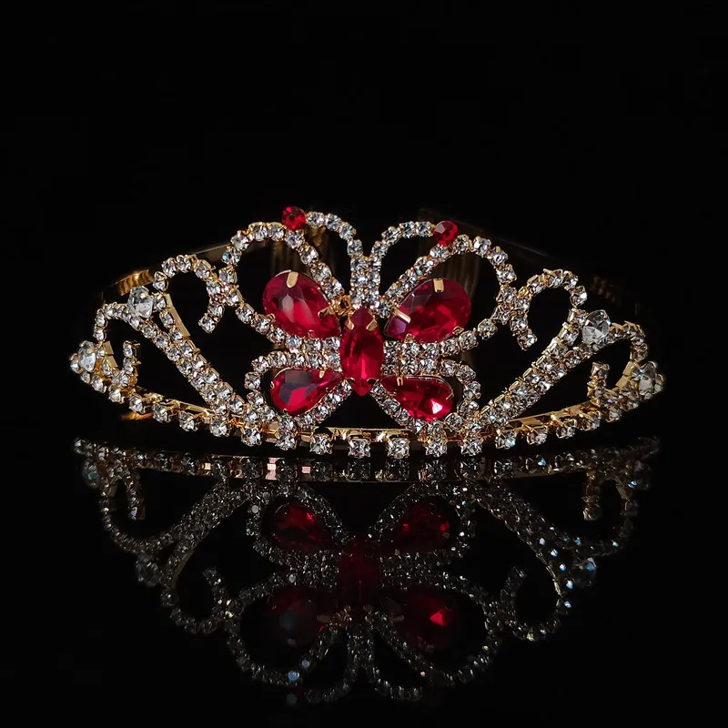 Ful Crystal Crown Rhinestone Golden Headwear Bridal Wedding Women's Hair Accessories Birthday For Girl