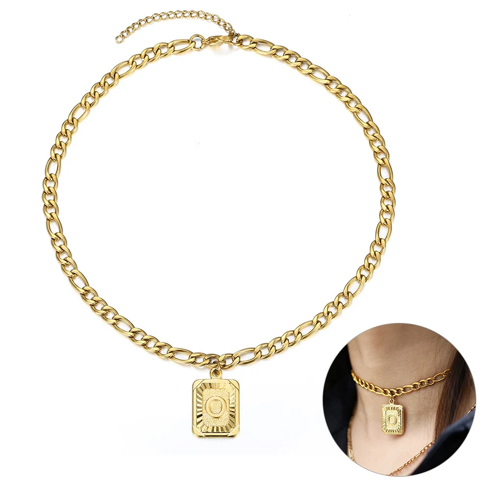 Новый дизайн 5 мм цепочка Фигаро A Z кулон с буквенным алфавитом ожерелье