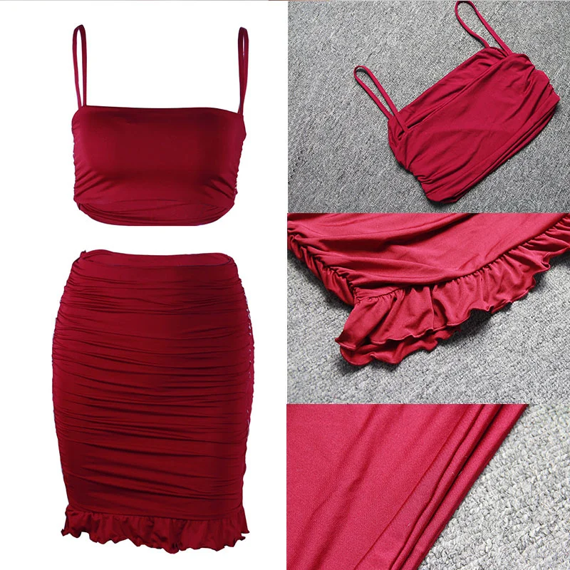 

Giyu Sexy Two Piece Set 2021 Summer Clothes Elegant Women 2 Piece Set Crop Top Skirt Set Tracksuit Bodycon Club Party Outfits