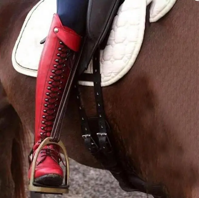 Женские сапоги для верховой езды кожаная обувь до колена длинные с широким