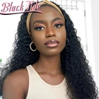 Повязка на голову парики человеческих волос кудрявый парик с головной повязкой индийский парик с головной повязкой человеческие волосы курчавые вьющиеся парик с головной повязкой с 150% Remy парик с головной повязкой s