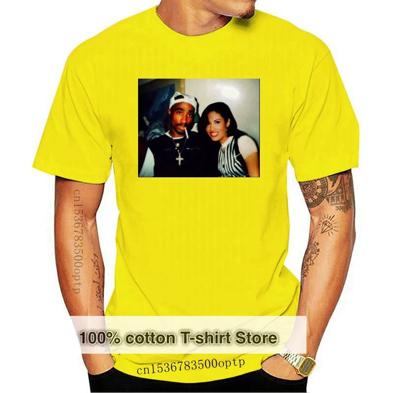 

Новинка, футболка Tupac Shakur & Selena quintilla, лето 2021, Мужская футболка с коротким рукавом