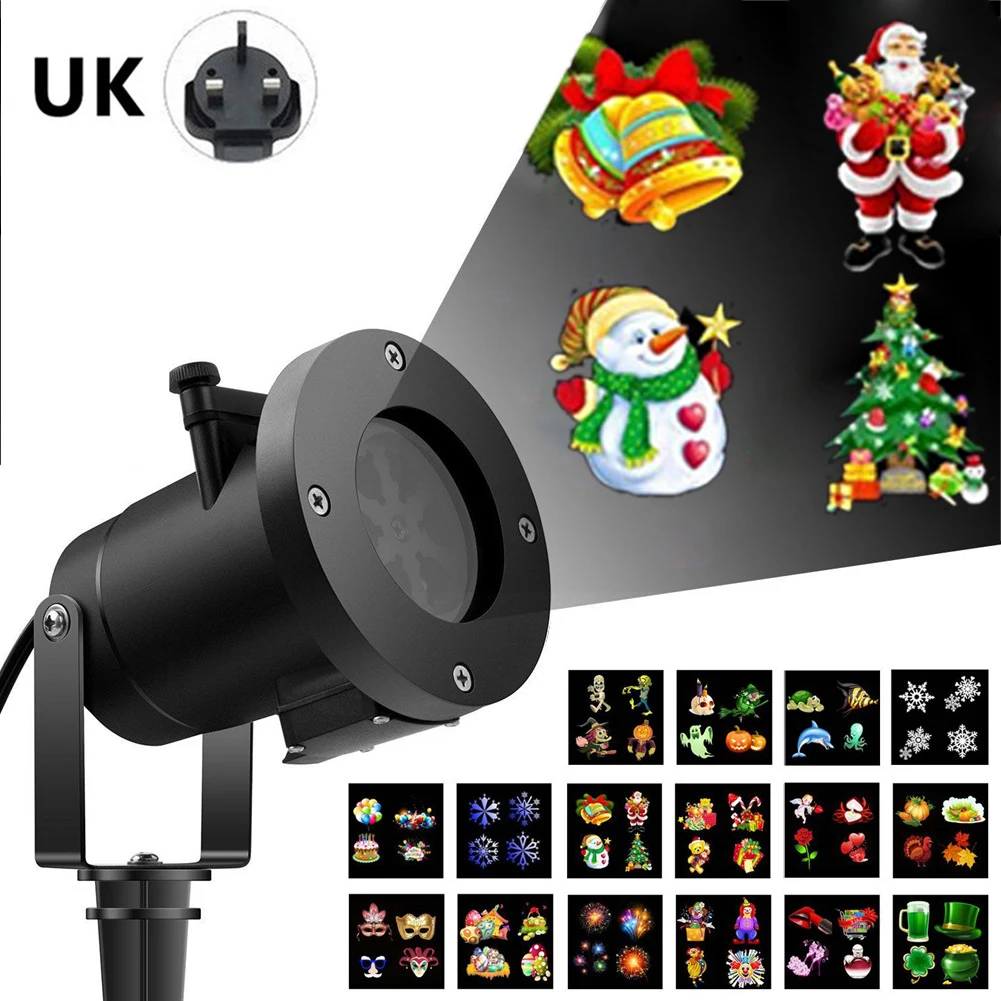 

16 Patterns Christmas LED Projector Light Laser Snowflake Projection Stage Light Christmas Atmosphere Holiday Party Special Lamp