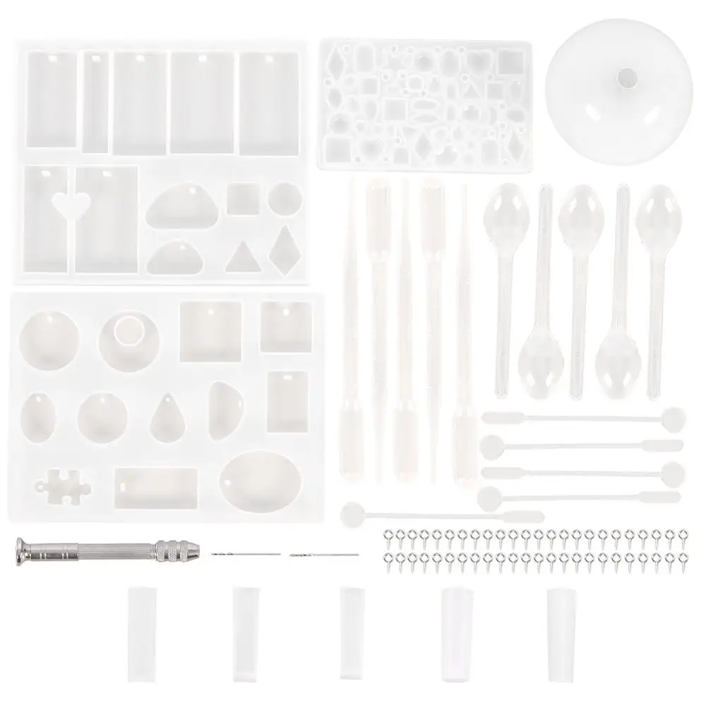 

Набор инструментов для изготовления кулонов, силиконовая форма геометрической формы, булавки для винтов, мешалка, ложка-капельница, сверло,...