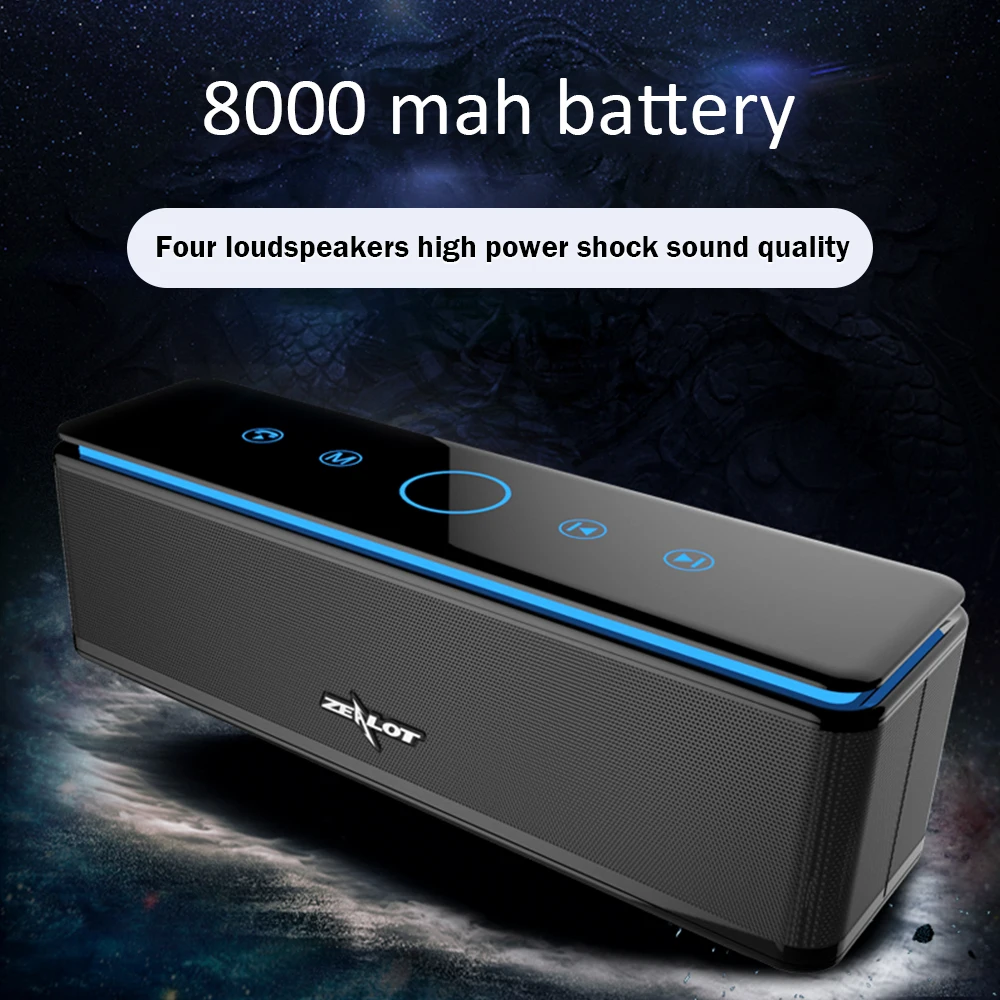 Bluetooth динамик ZEALOT S7 с сенсорным управлением сабвуфер портативный внешний