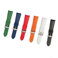 rolamy 22mm red black orange white green navy blue waterproof rubber watch band straps with silver buckle for tudor black bay
