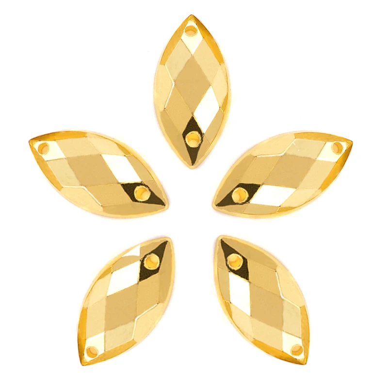 Лошадь глаза акрил пришивные стразы с плоской задней стороной золотые листья