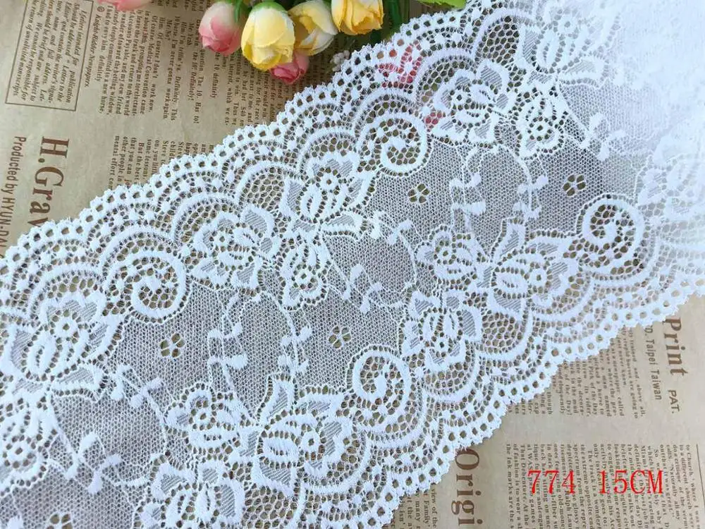white 774 1 ярд, тонкое эластичное/спандекс, цветочное, розовое/фиолетовое/красное/белое/Черное кружево, отделка «сделай сам»/Шитье/Свадебное кружево 03 - Цвет: white 774