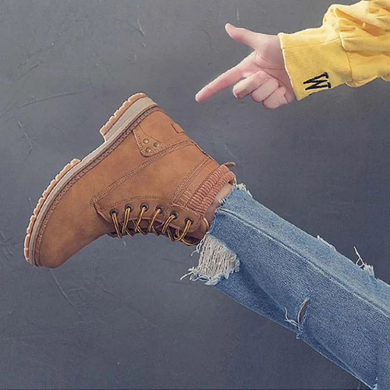 

Women boots 2020 hot fashion winter shoes women ankle boots round toe female warm plus velvet winter snow boots women shoes