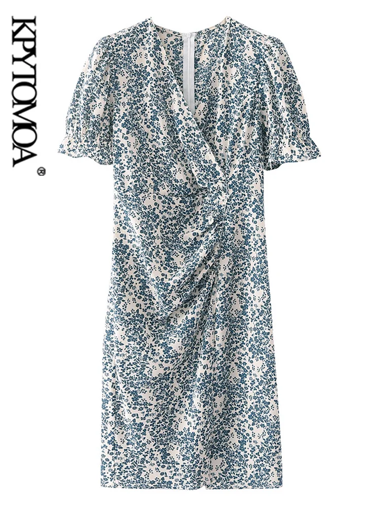 

Женское мини-платье с V-образным вырезом и коротким рукавом