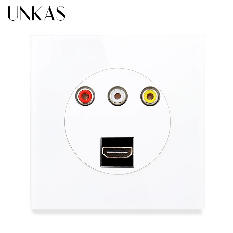 UNKAS HDMI-совместимый с 2 0 Видео L/R FL + FR каналы порт 86 мм * Настенная стеклянная панель