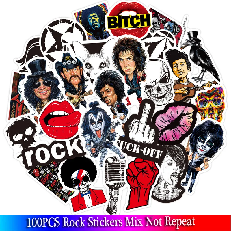 

100 шт Смешанные ужасов наклейка в стиле рок музыки Ретро группа граффити наклейки JDM набор «сделай сам» для гитары мотоцикл ноутбук Чемодан ...