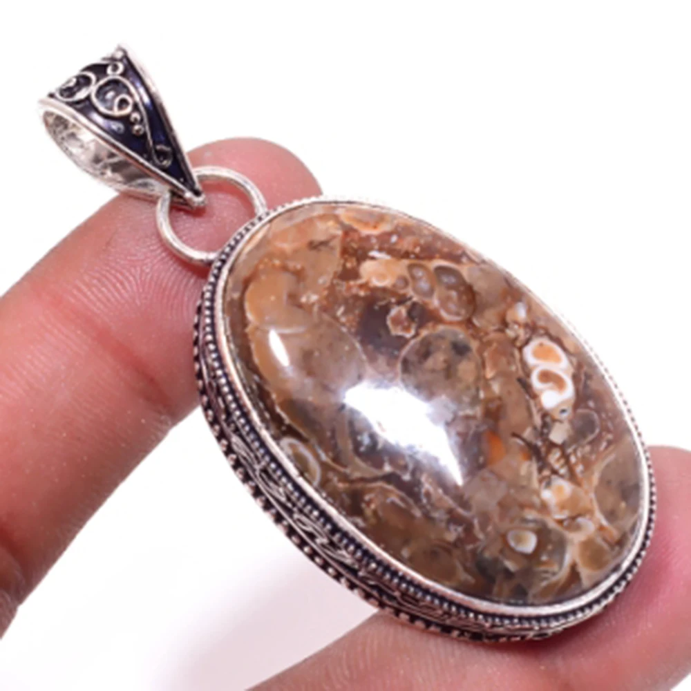 

Turtile Jaspers Pendant Silver Overlay over Copper , 63 mm, P6752