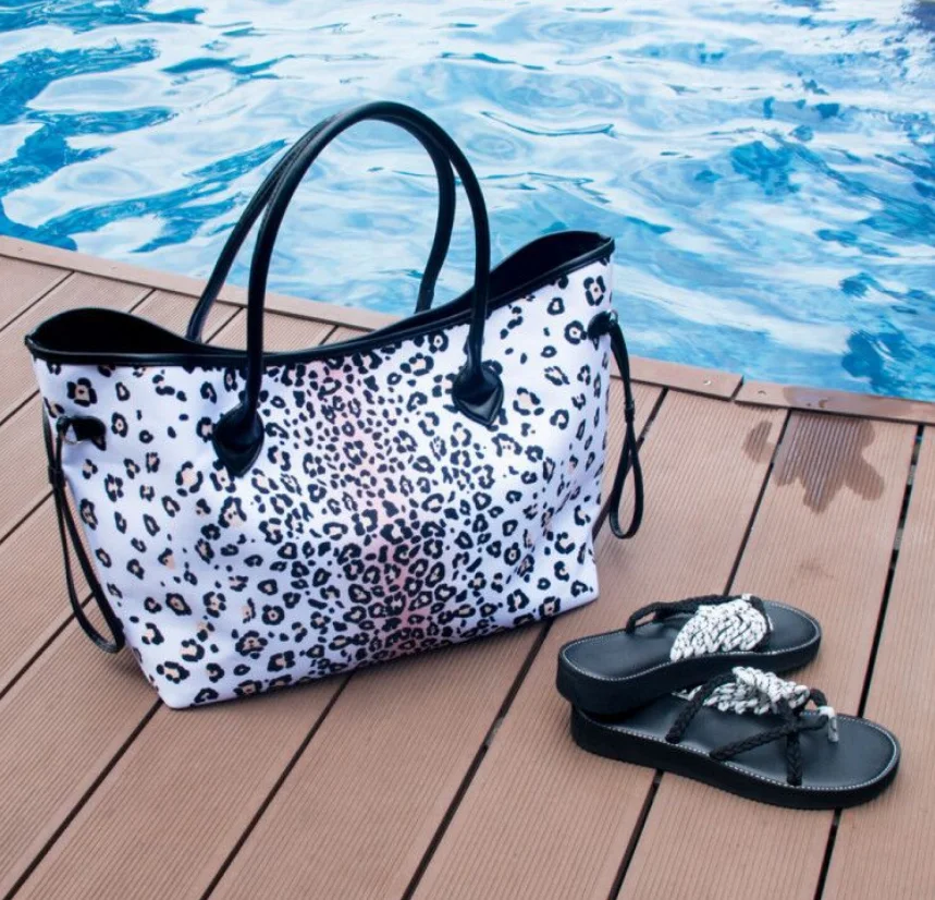 

Women White Leopard Canvas Tote Fashion Shoulder Bag Large Capacity Casual Shopping Handbag For Ladies
