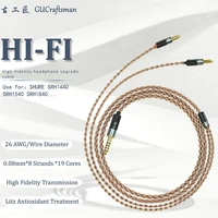 gucraftsman 6n single crystal copper mmcx for shure srh1440 srh1540 srh1840 4pin xlr 2 5mm4 4mm balance headphone cable