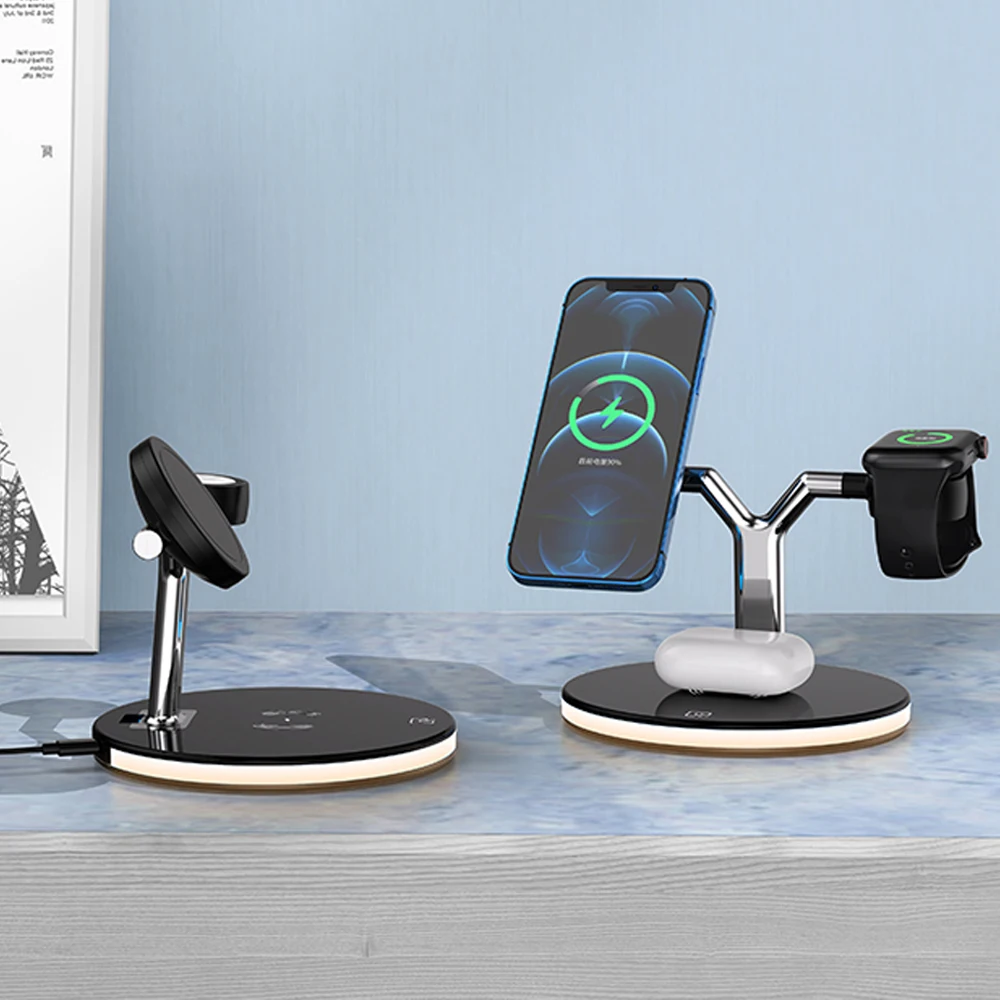 

3 in 1 Magnetic Wireless Charger 15W Fast Charging Station for Magsafe iPhone 12 pro Max Chargers for Apple Watch Airpods pro
