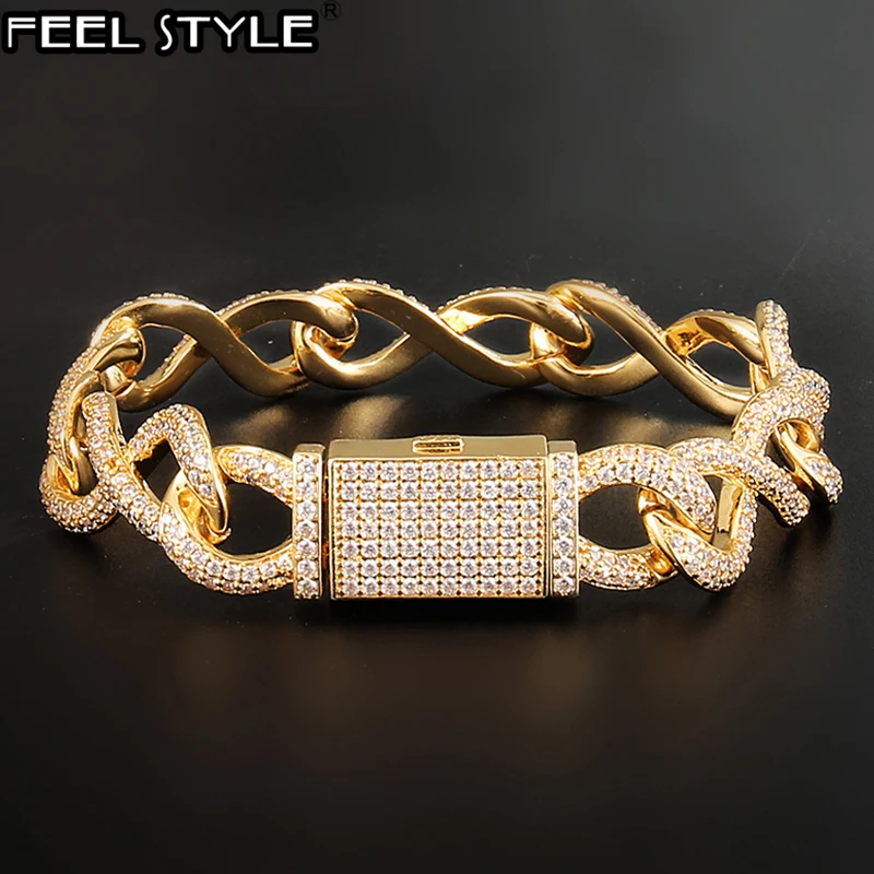 Хип хоп 13 мм тяжелый Большой рок замок застежка Iced Out AAA Bling CZ кубический цирконий