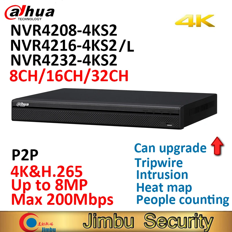 Сетевой видеорегистратор Dahua 4 к NVR NVR4208 4KS2 8CH NVR4216 4KS2/L 16CH NVR4232 32CH H.265/H.264 до 8MP