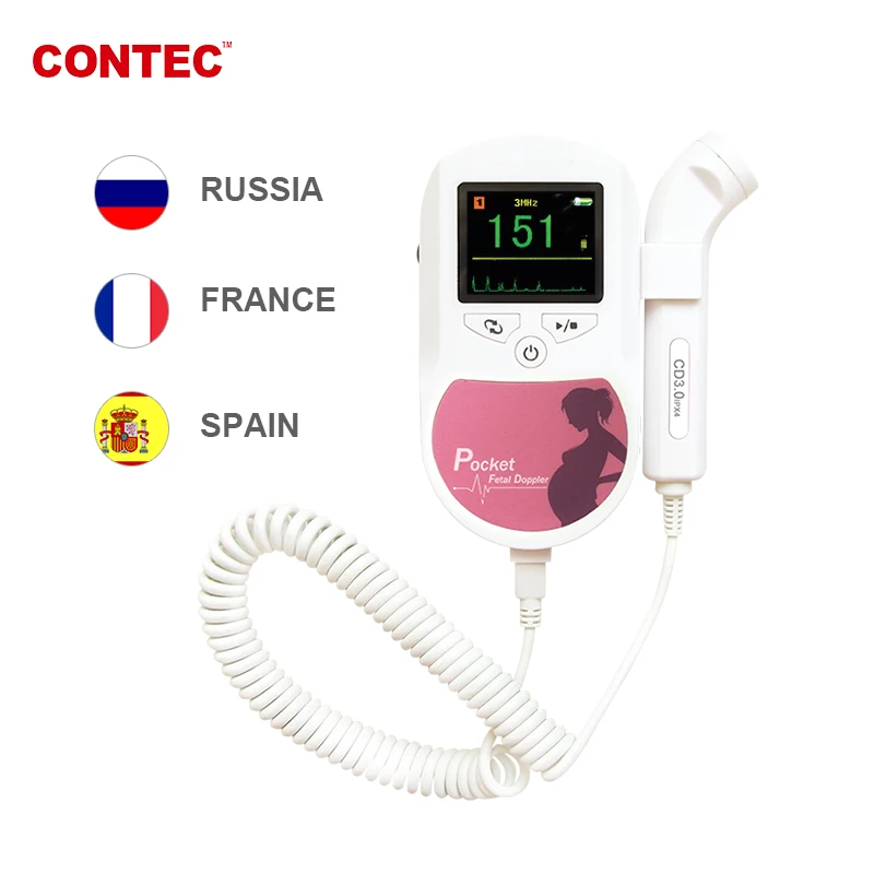 Contec ручной цветной пренатальный эмбриональный допплер 3 МГц зонд детский монитор