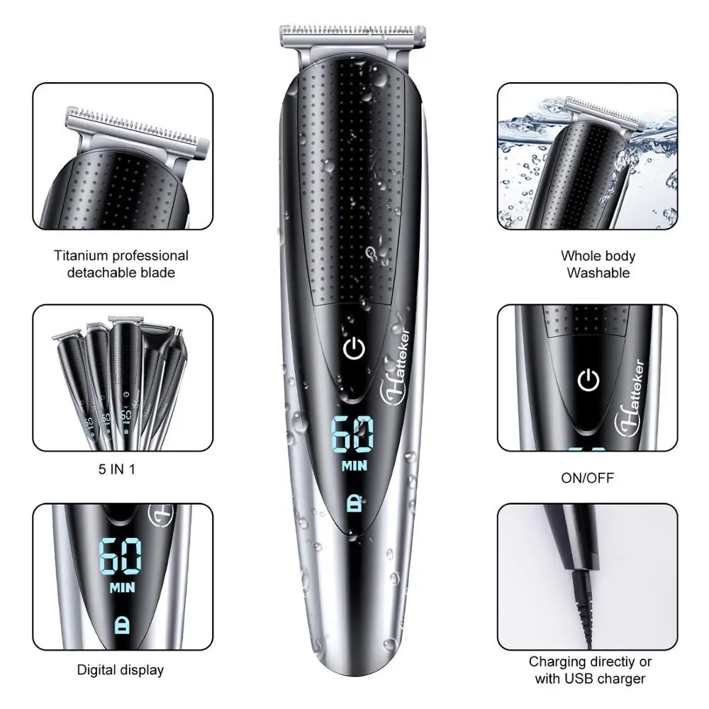 5in1 waterproof hair trimmer professional hair clipper beard trimer body electric shaver hair cutting machine haircut for men