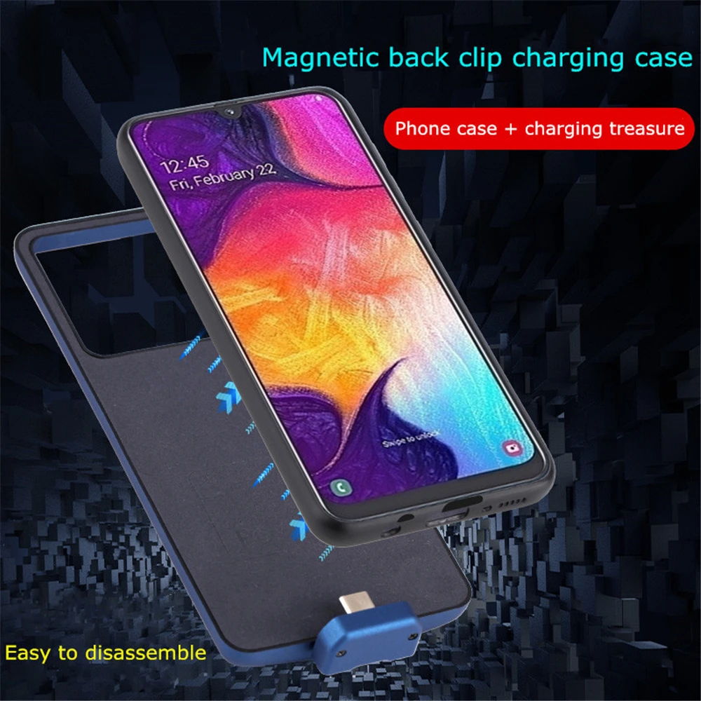 7000 мАч чехол для зарядного устройства для samsung Galaxy A50, чехол для питания, магнитный внешний аккумулятор, чехол для зарядки для samsung A50, кожаный чехол s