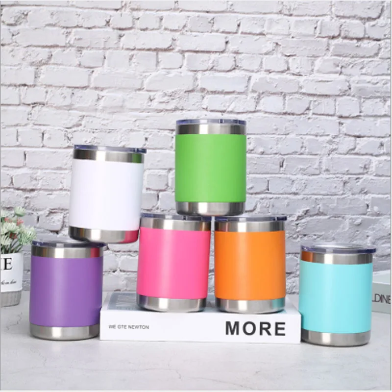 10OZ 304 stainless steel water cup portable tumbler mug new wine coffee cup vacuum double-layer car vacuum flask beer party gift