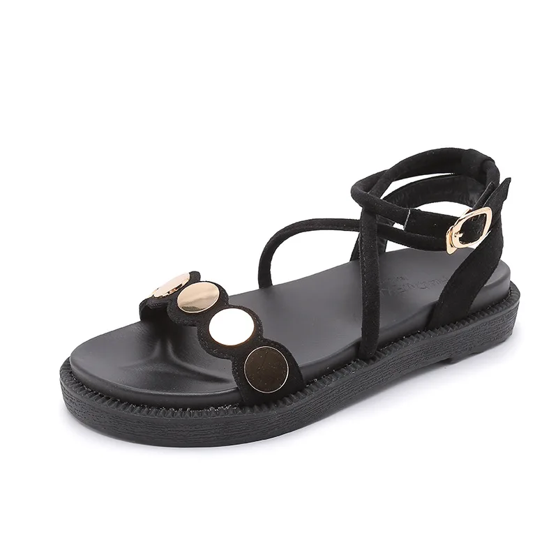 

2020 Summer New Cross Straps Shoes Flat Large plus Size Shoes Fashion Black Shoes Women Sandals