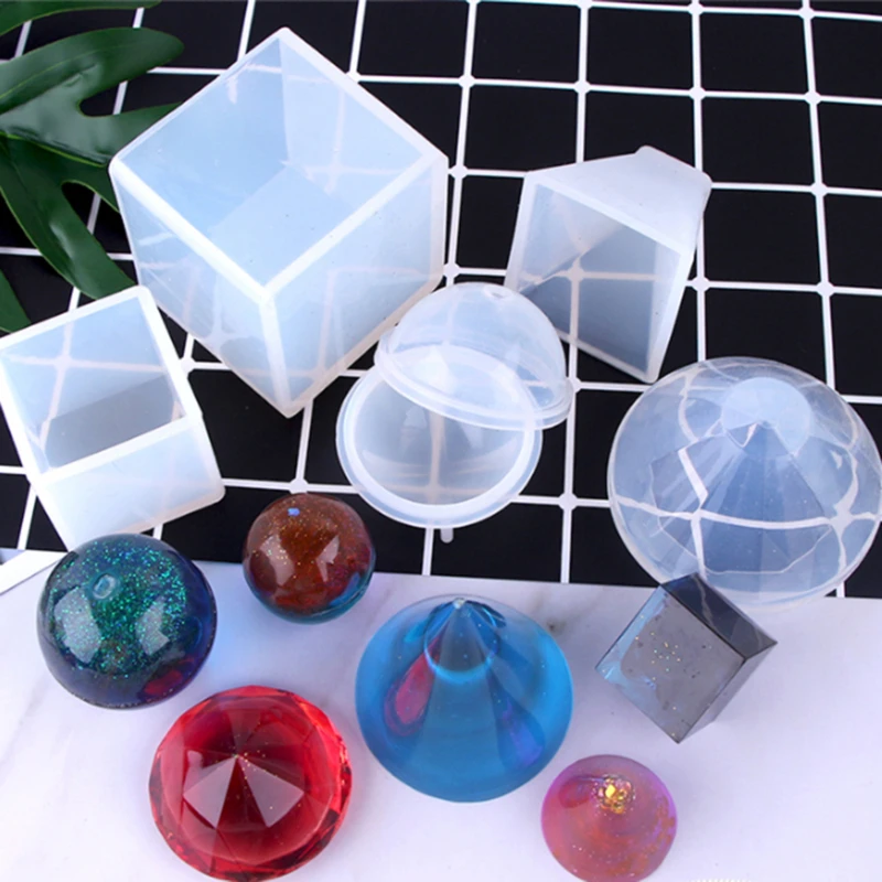 Square White DIY Crystal Epoxy Plastic Square Mold Cube Molde Silicona Silicon Mold Decoration Craft