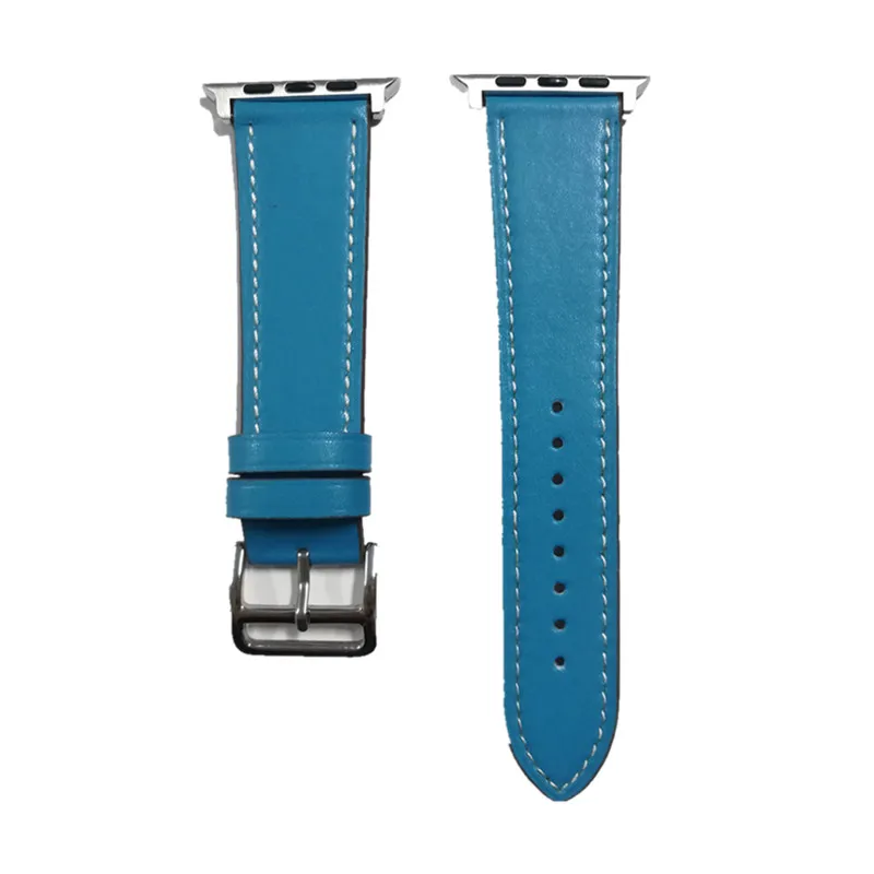 blue Новейший цветной кожаный ремешок для часов iWatch5 4 3 2 1, ремешок для часов Apple Watch 42 мм, 38 мм, 40 мм, 44 мм, ремешок для браслета - Цвет ремешка: blue