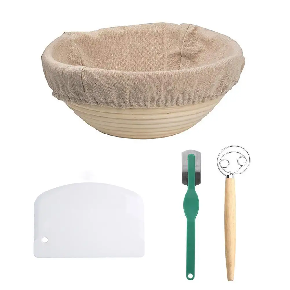 

6Pcs Bread Proofing Basket Baking Bowl Dough With Bread Lame Liner and Scraper Tool for Bakers Proving Baskets