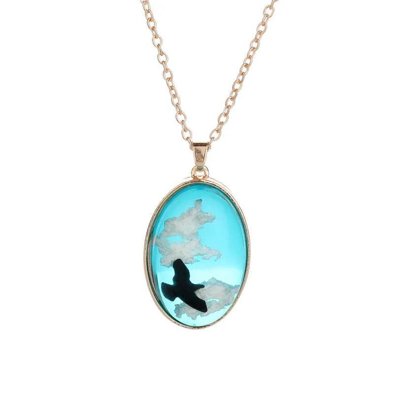 Nature Blue Sky White Cloud Resin Transparent Ladies Necklace Jewelry And Accessories Gift Choker Mujer Collares De Moda 2019 | Украшения и
