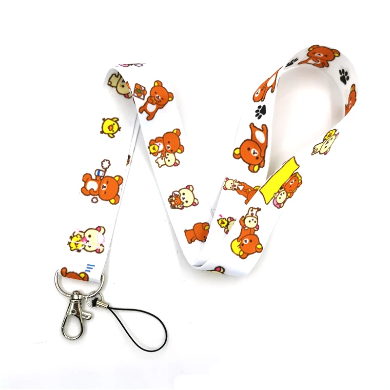 

Cartoon Korea Kawaii Cute Bear Neck Strap Keychain Lanyard For Keys ID Badge Holder Keyring Keycord Webbing Ribbon Hang Rope