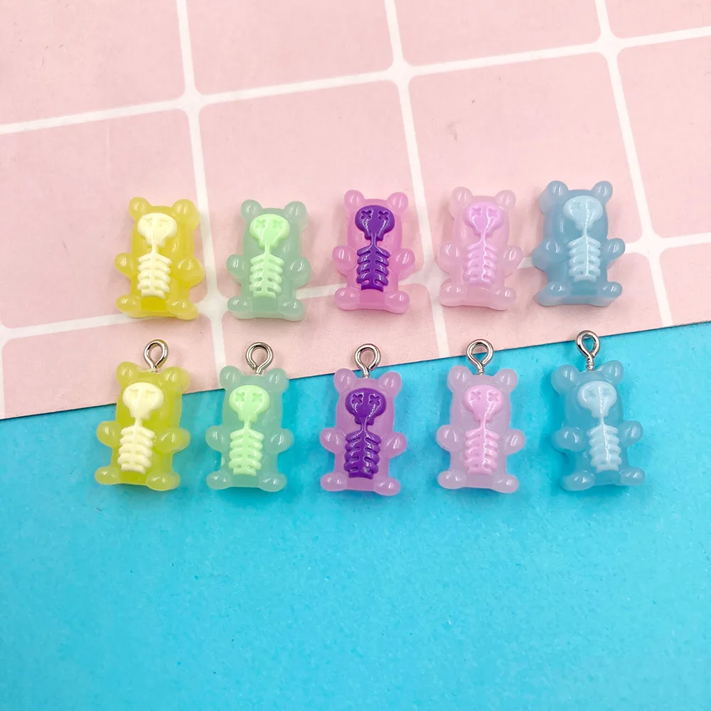 20 шт желе Смолы Скелет медведя подвеска Подвески с плоской задней частью