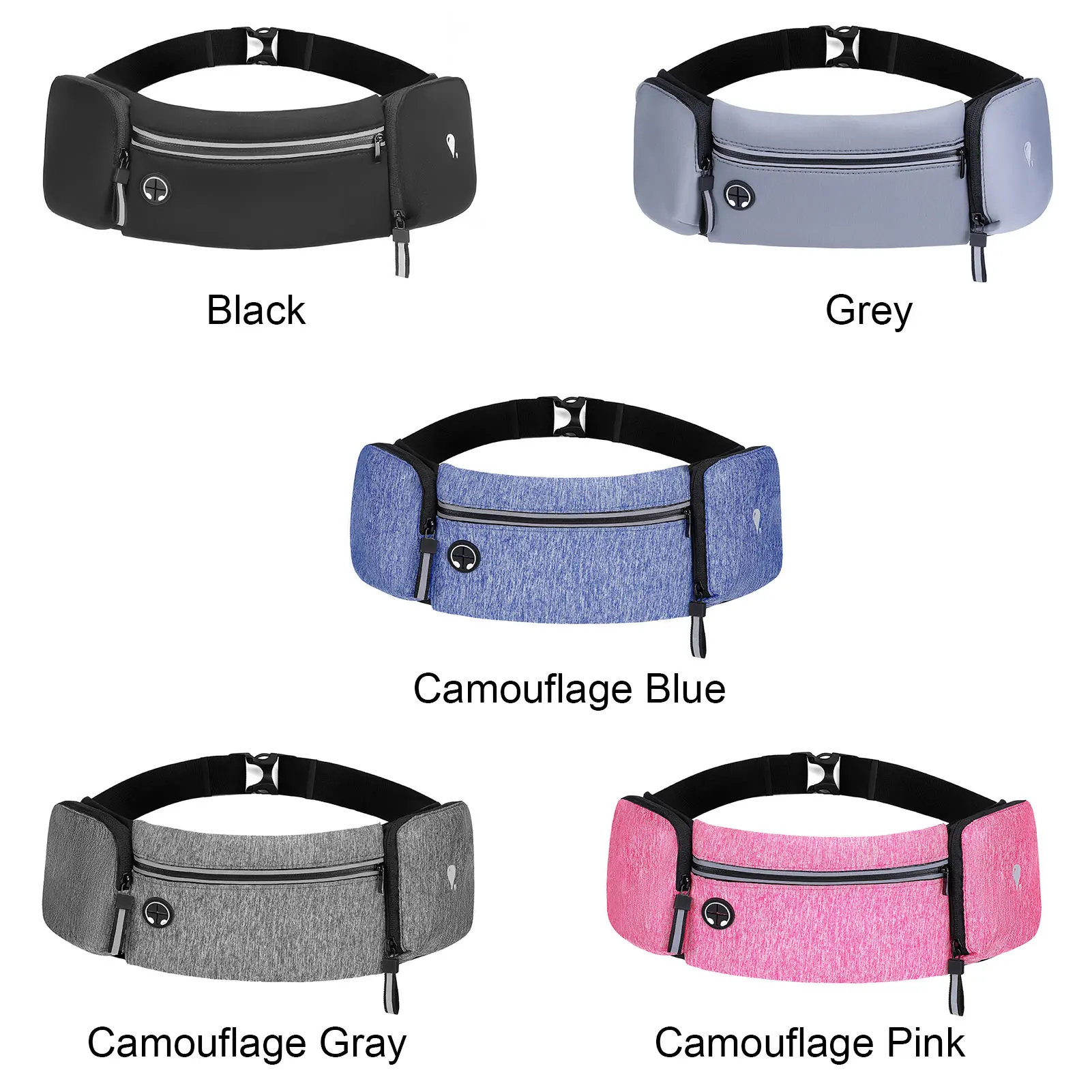 

With Water Bottle Holder Waterproof Phone Carrier Running Belt Waist Bag Lightweight Hiking Sport Pouch Jogging Reflective Strip