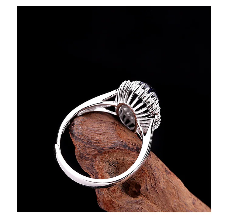 Женское кольцо из серебра 100% пробы с голубым песком | Украшения и аксессуары