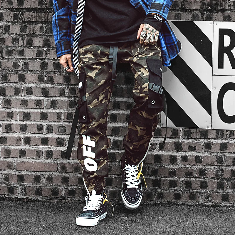 

Spring new Japanese style Hong Kong style 2021 male camouflage casual overalls loose feet hip hop sweatpants