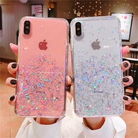 luxury bling glitter stars sequins case for iphone 11 pro xs max xr x transparent silicone case for iphone 8 7 6 6s plus cover