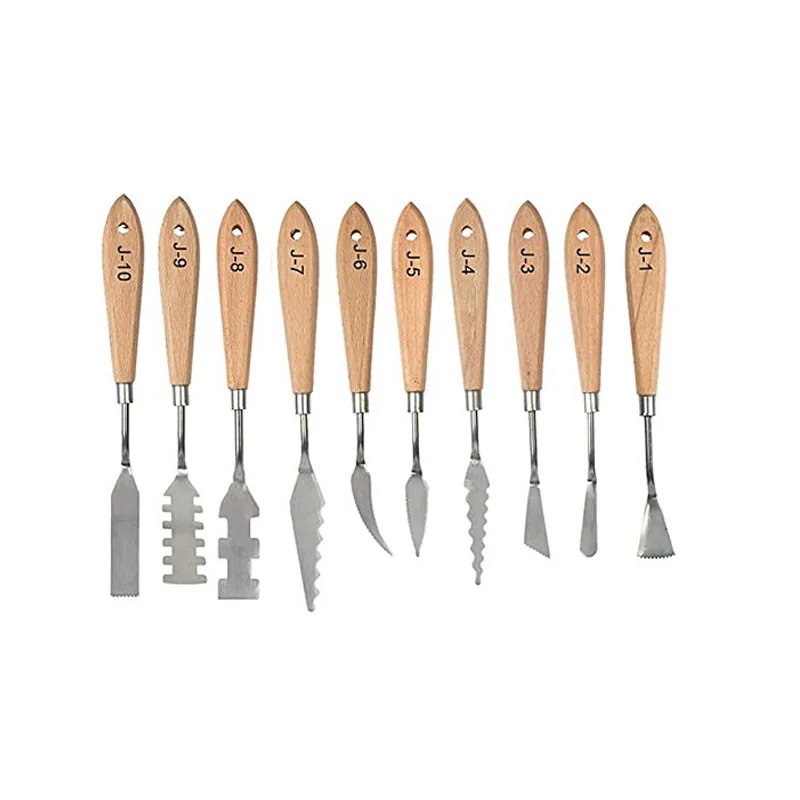 

10Pcs Stainless Steel Spatula Kit Palette Gouache Supplies for Oil Painting Knife Fine Arts Painting Tool Set Flexible Blades