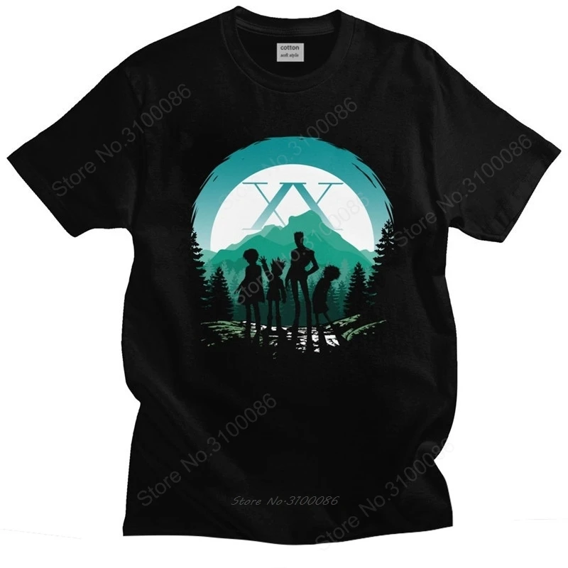 

Cool Hunter X Hunter T Shirt Men Crewneck Short Sleeved Anime Manga T-shirt Hxh Summer Tee 100% Cotton Fitted Tops Gift Clothing