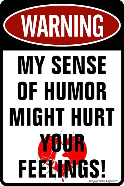 

Angeloken, ретро металлический знак, винтажный жестяной знак Предупреждение о моем чувстве юмора может повредить ваши чувства, знак для настенн...