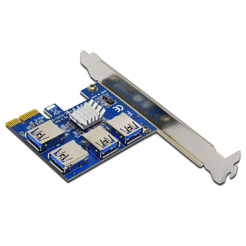 Плата расширения PCI переходник с 1 на 4 слота USB 3 0 кабели адаптера Райзер PCIE карты