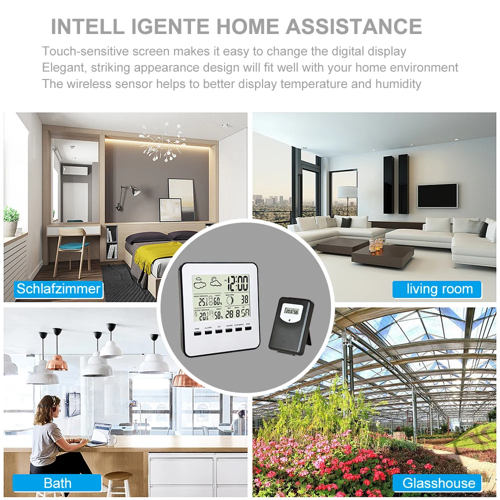 Цифровая метеостанция беспроводной уличный сенсорный термометр гигрометр