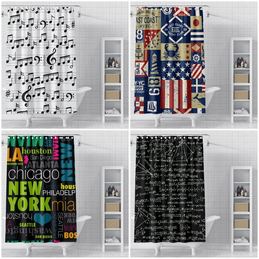 Занавеска для душа с музыкальными нотами водонепроницаемая ткань занавеска