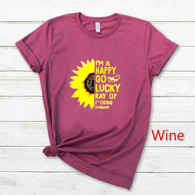 

2020 New women's street clothes casual round neck loose fashion short sleeve T-shirt sunflower print top Large Size XS-5XL