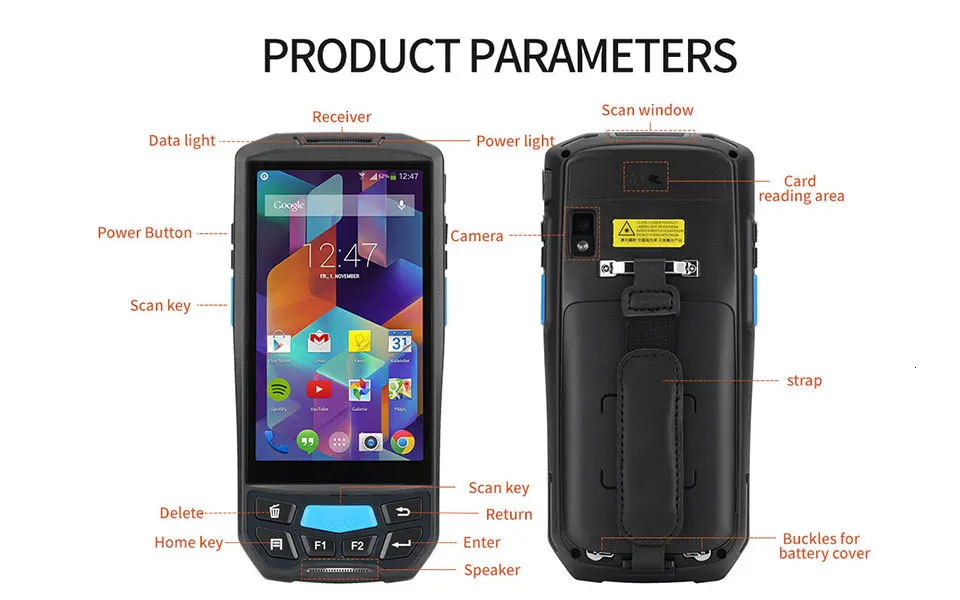 ISSYZONEPOS портативный pos-терминал 2D QR сканер штрих-кода NFC PDA Android 7,0 5 дюймов беспроводной портативный штрих-код Rearder WiFi