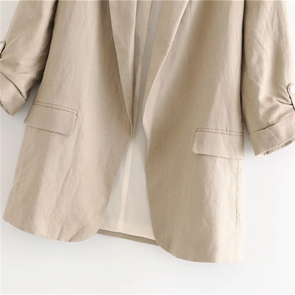 

2020 Spring Women's New Lapel Long Sleeve Pocket Decoration Casual Suit Jacket Rollable Sleeve Casual Jacket