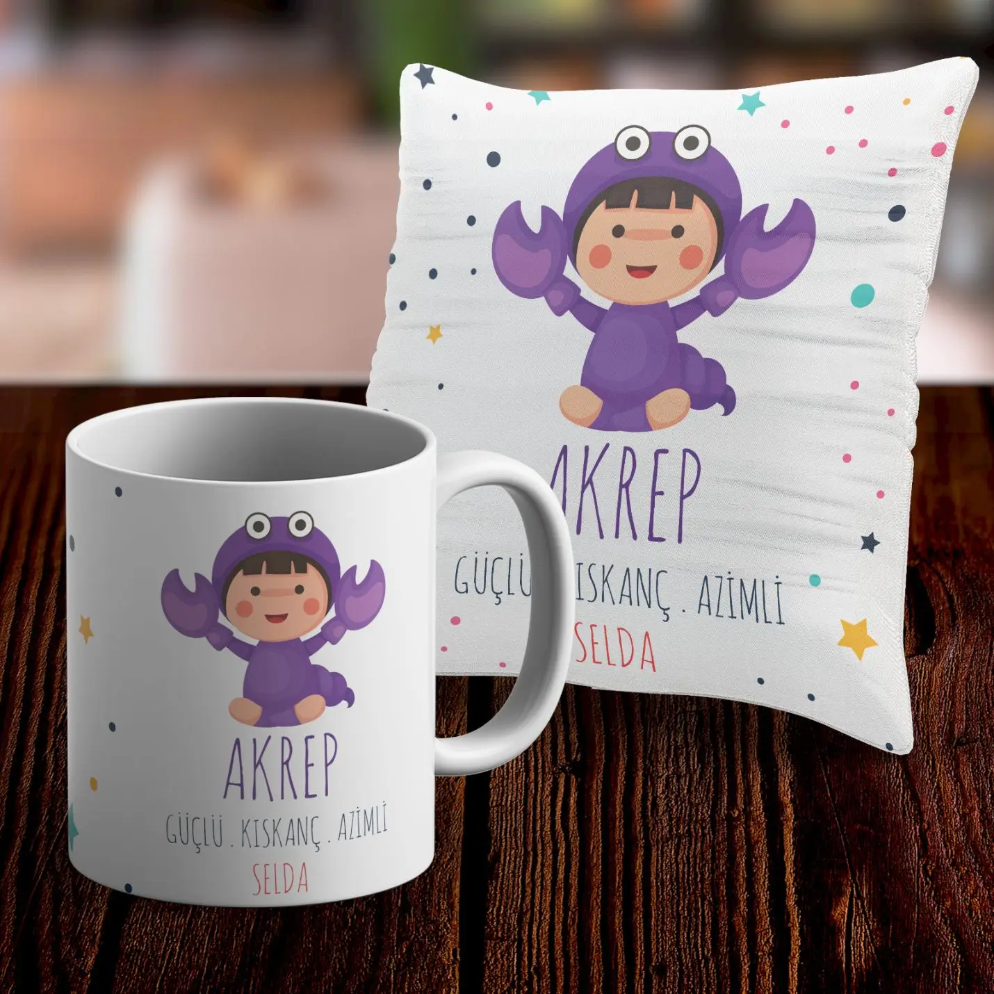 

Personalized Scorpion Sign Themed Mug and Pillow Case