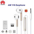 Металлическая гарнитура для Huawei, наушники AM116 с микрофоном и регулировкой громкости, 3,5 мм, для xiaomi Huawei P7 P8 P9 Lite P10 Plus Honor 5X 6X Mate7 8 9