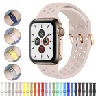 Ремешок силиконовый для Apple Watch band 44 мм 40 мм 38 мм 42 мм, резиновый браслет для смарт-часов iWatch Series se 6 5 4 2 3 SE 1, ремешок